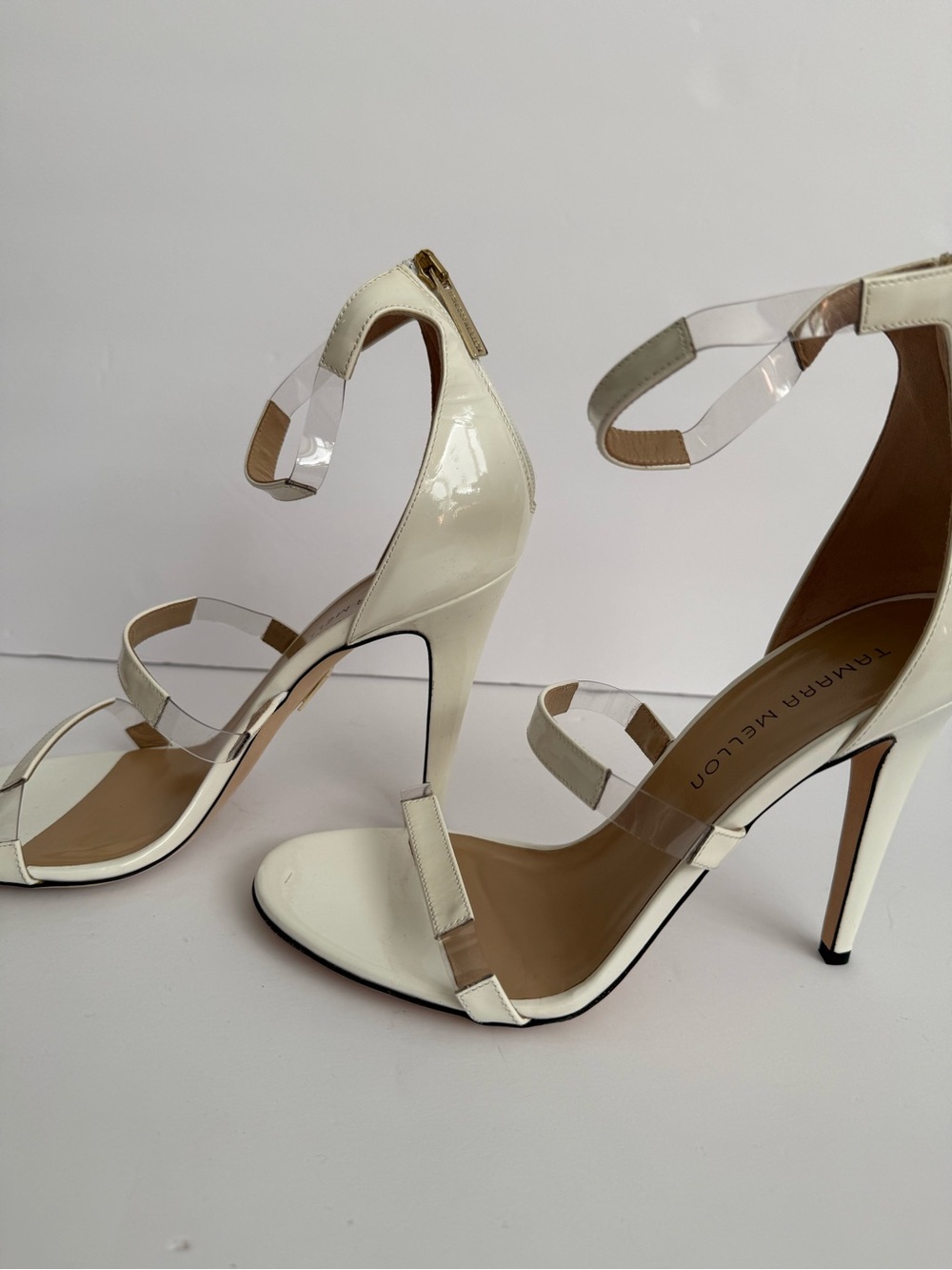 Tamara Mellon Frontline 105 White Patent Heels 39.5